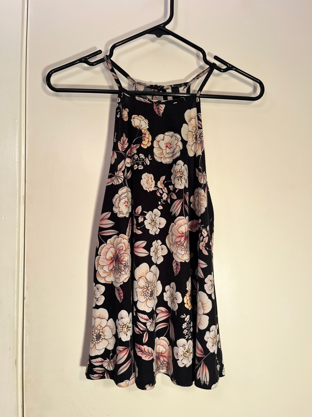 Black Floral Halter Top